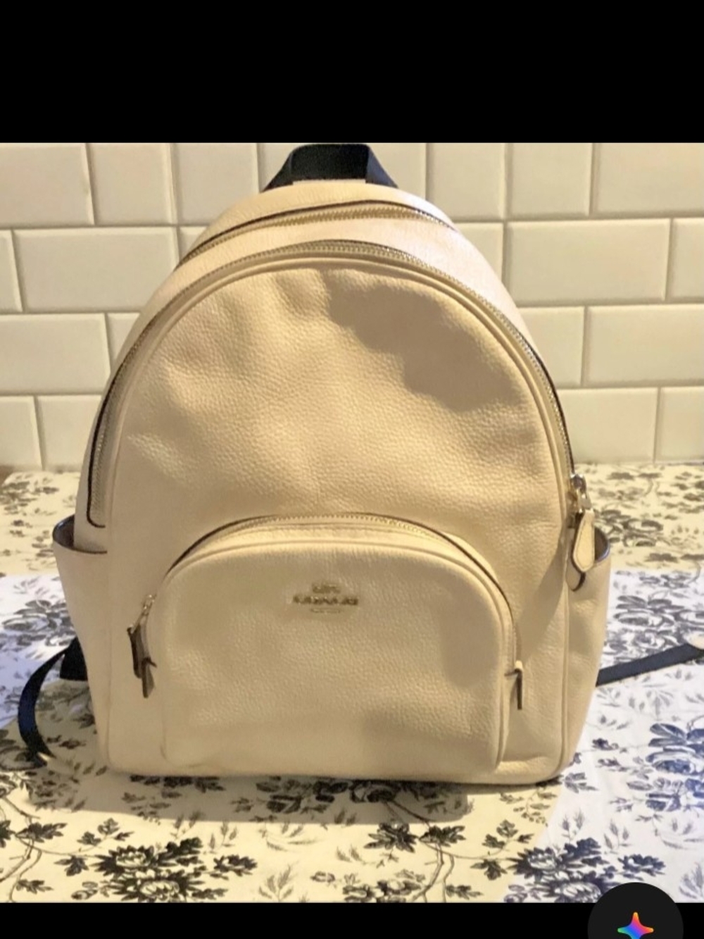 Coach Court Backpack In Chalk White Pebbled Leather
